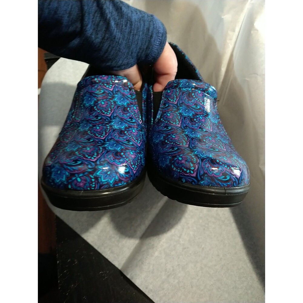 Easy Works Stress Reducing Blue Purple Paisley Nursing Shoes Size 11 - Picture 5 of 9